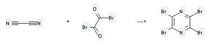 Usef Ethanedioyl bromide to produce Tetrabromo-pyrazine at 70-140 °C